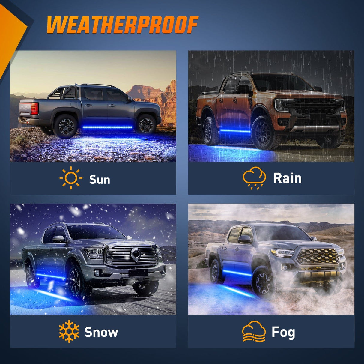 Led light Strip 2PCS 70 Inch Emergency Strobe Light Strip 1125 LED Running Board Lights Blue Flexible Side Flashing Warning Caution Safety Waterproof for Truck Construction Vehicles Pickup