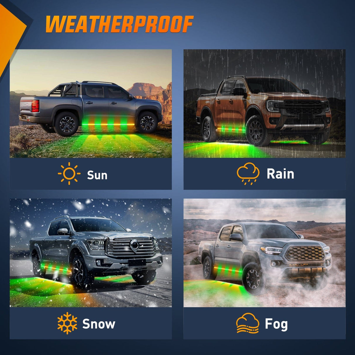 Led light Strip 2PCS 70 Inch Emergency Strobe Light Strip 1125 LED Running Board Lights Amber Green Flexible Side Flashing Warning Caution Safety Waterproof for Truck Construction Vehicles Pickup