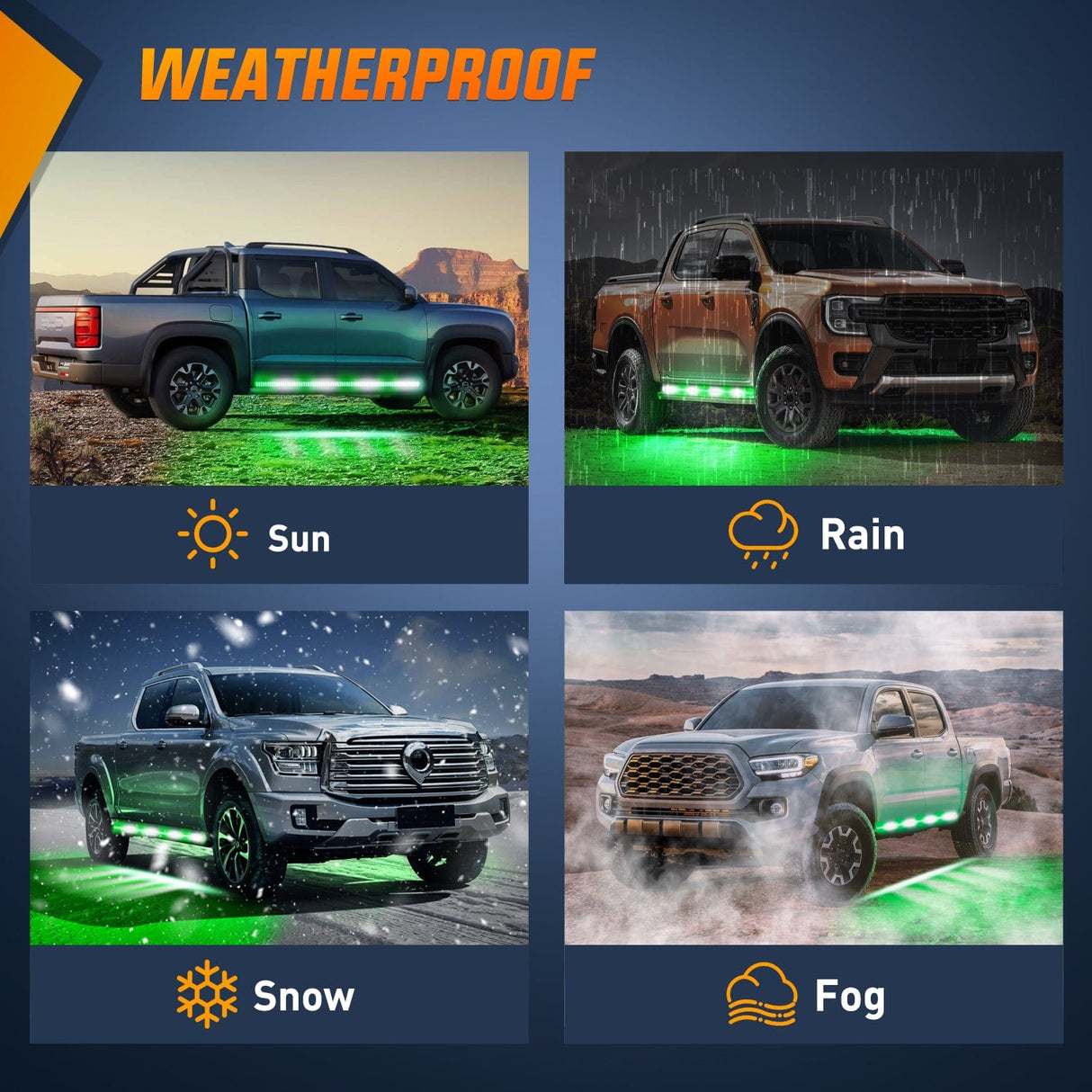 Led light Strip 2PCS 70 Inch Emergency Strobe Light Strip 1125 LED Running Board Lights Green White Flexible Side Flashing Warning Caution Safety Waterproof for Truck Construction Vehicles Pickup