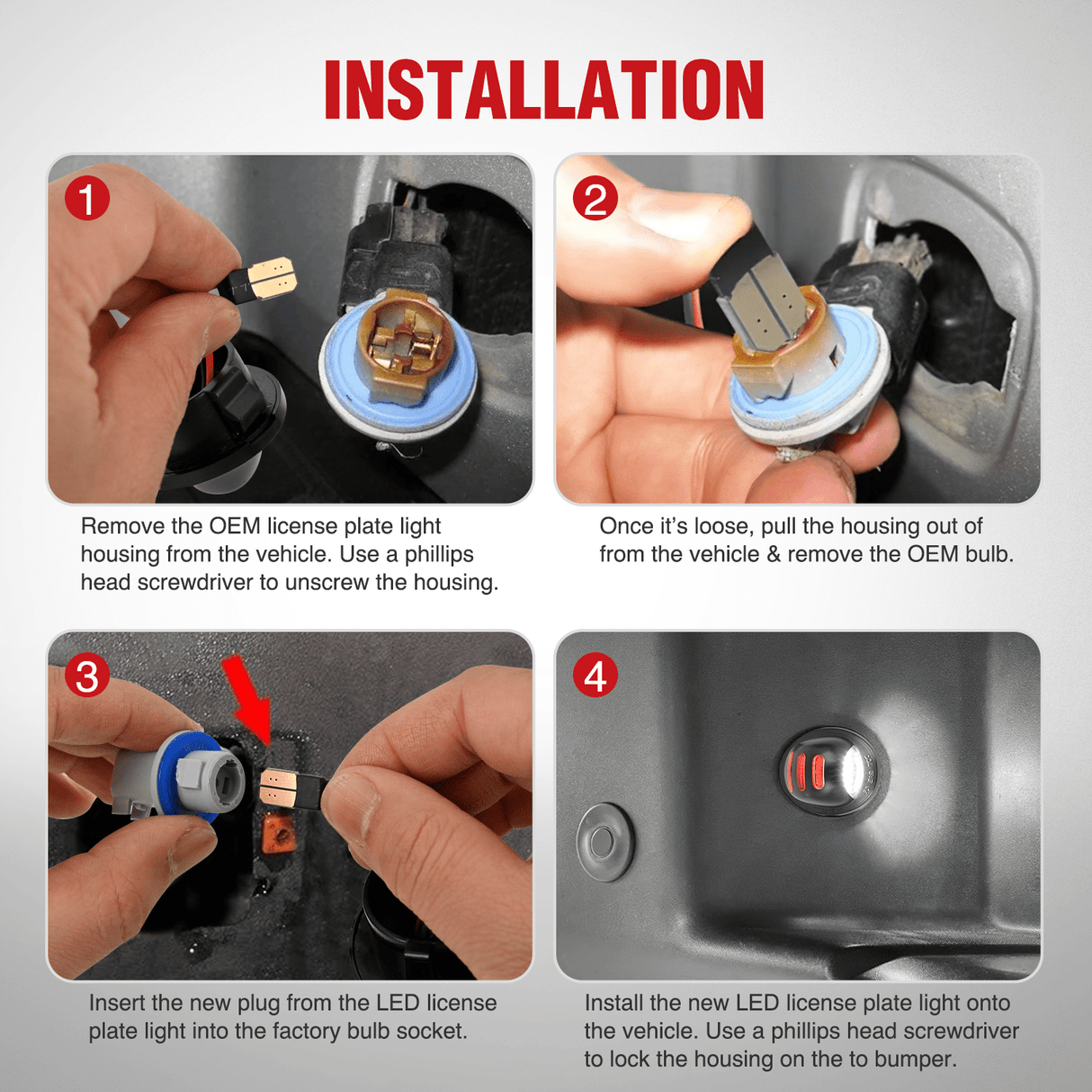 Tail Brake Turn Reverse Lights License Plate Lights Compatible with 1990-2003 2004 2005-2008 2009 2010 2011 2012 2013 2014 Ford F150 1999-2016 F250 F350 F450 F550 Super Duty with Red OLED Neon Tube 6000K White 2PCS Pack