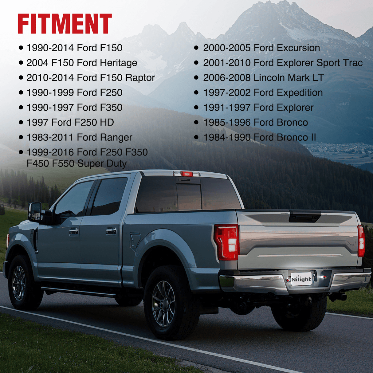 Tail Brake Turn Reverse Lights License Plate Lights Compatible with 1990-2003 2004 2005-2008 2009 2010 2011 2012 2013 2014 Ford F150 1999-2016 F250 F350 F450 F550 Super Duty with Red OLED Neon Tube 6000K White 2PCS Pack