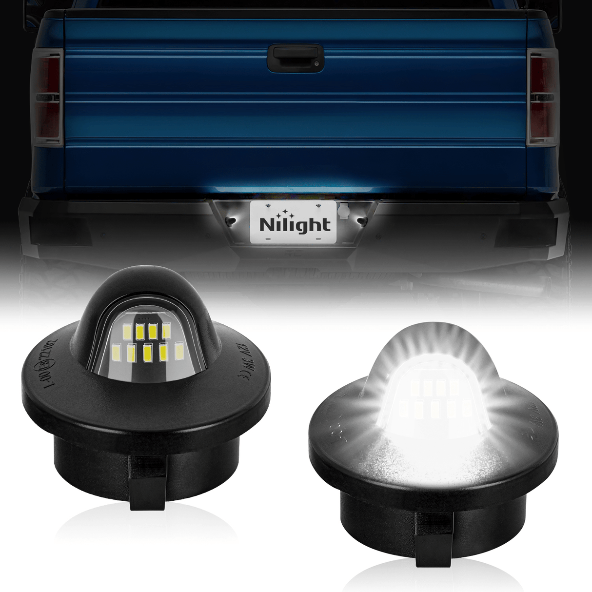 Tail Brake Turn Reverse Lights License Plate Light Compatible with 1990-2003 2004 2005 2006 2007 2008 2009 2010 2011 2012 2013 2014 Ford F150 1999-2016 F250 F350 F450 F550 Super Duty with Black housing 6000K White 2PCS Pack