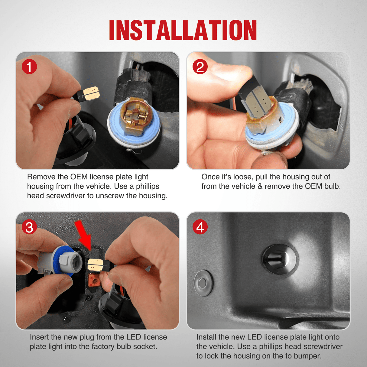 Tail Brake Turn Reverse Lights License Plate Light Compatible with 1990-2003 2004 2005 2006 2007 2008 2009 2010 2011 2012 2013 2014 Ford F150 1999-2016 F250 F350 F450 F550 Super Duty with Black housing 6000K White 2PCS Pack