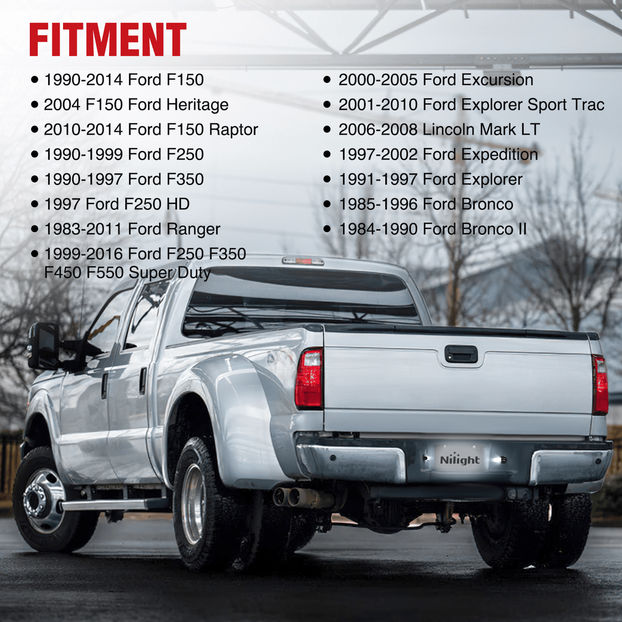 Tail Brake Turn Reverse Lights License Plate Light Compatible with 1990-2003 2004 2005 2006 2007 2008 2009 2010 2011 2012 2013 2014 Ford F150 1999-2016 F250 F350 F450 F550 Super Duty with Black housing 6000K White 2PCS Pack