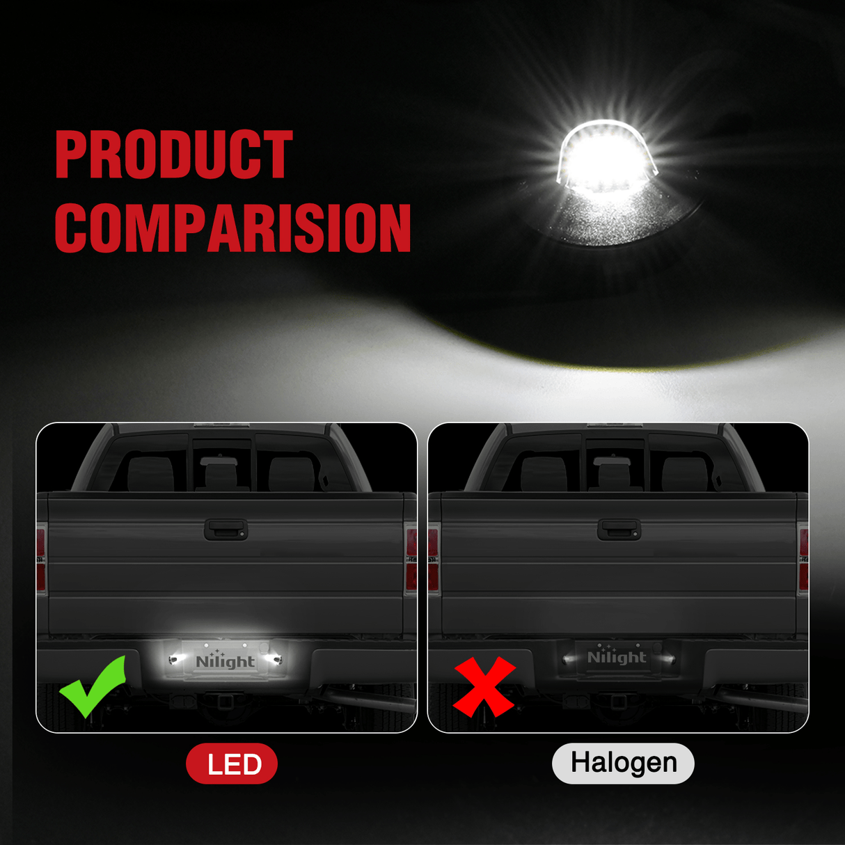 Tail Brake Turn Reverse Lights License Plate Light Compatible with 1990-2003 2004 2005 2006 2007 2008 2009 2010 2011 2012 2013 2014 Ford F150 1999-2016 F250 F350 F450 F550 Super Duty with Black housing 6000K White 2PCS Pack