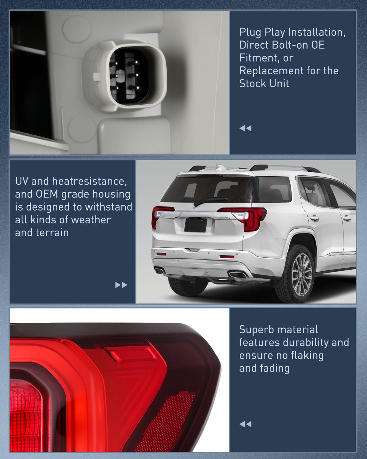 Taillight Assembly Taillight Assembly Compatible with 2020 2021 2022 2023 GMC Acadia Tail Light Replacement OE Style Passenger Side with Bulbs