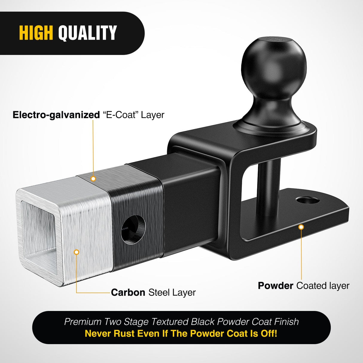 Trailer Hitch 3 in 1 ATV UTV Multi Hitch Mount with 1-7/8 inch Ball Hitch Rated 2000 LBS Fits 2 Inch Receiver Winch Strap Loop Rated 5000 LBS