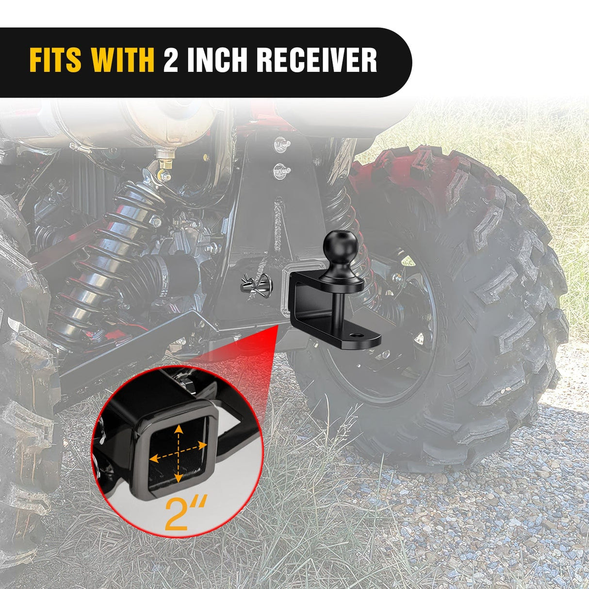 Trailer Hitch 3 in 1 ATV UTV Multi Hitch Mount with 1-7/8 inch Ball Hitch Rated 2000 LBS Fits 2 Inch Receiver Winch Strap Loop Rated 5000 LBS