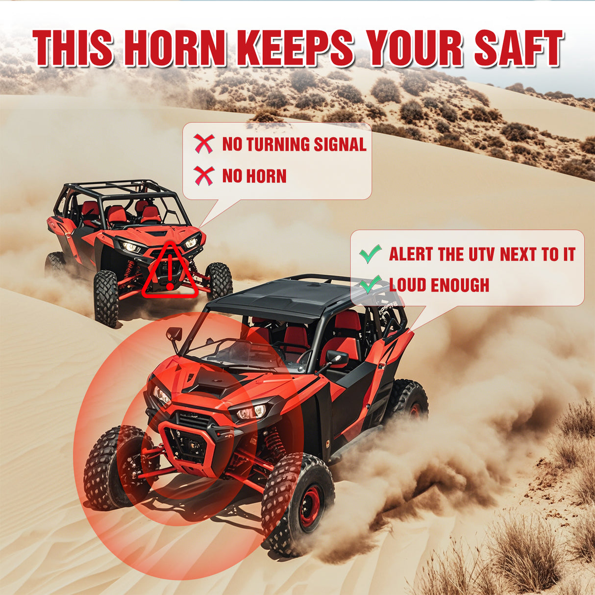 12V UTV Horn Wiring Harness Kit with Blue LED Momentary Rocker Switch 60DB Horn Compatible with Polaris RZR Ranger Can Am Kawasaki Teryx Arctic Cat Yamaha Rhino Golf Cart Tractors