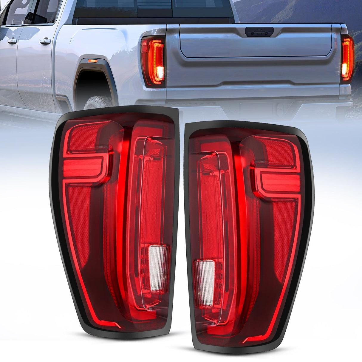 Taillight Assembly Taillight Assembly Compatible with GMC 2019 2020 2021 2022 2023 2024 Sierra 1500 LED Type Tail Lights 2020-2024 Sierra 2500HD 3500HD Rear Lamp Replacement Driver and Passenger Side