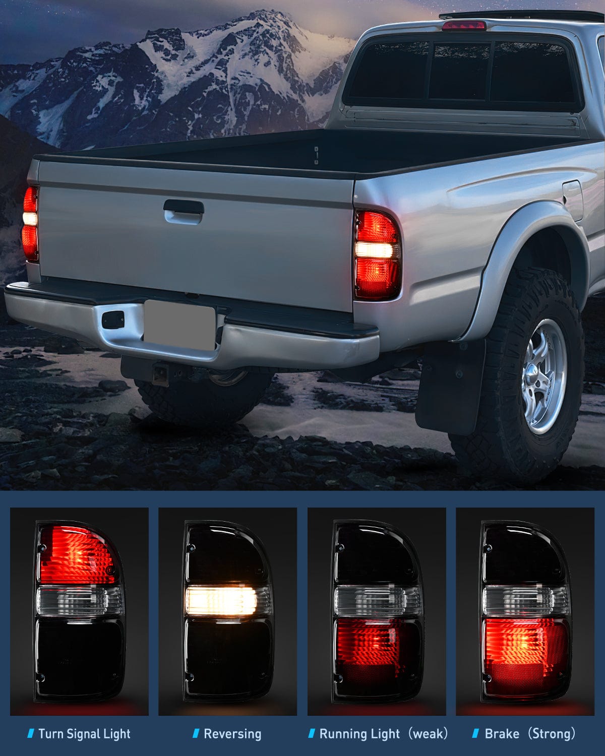 Taillight Assembly Taillight Assembly Compatible with 2001 2002 2003 2004 Toyota Tacoma Rear Lamp Replacement with Dark Red Housing Tail Lights Passenger Side
