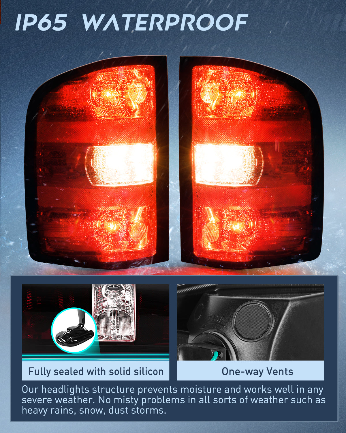 Taillight Assembly Compatible with 2007 2008 2009 2010 2011 2012 2013 2013 2014 Chevy Silverado 1500 2500HD 3500HD 2007-2013 GMC Sierra 3500HD Rear Lamp Replacement with Dark Red Lens Pair