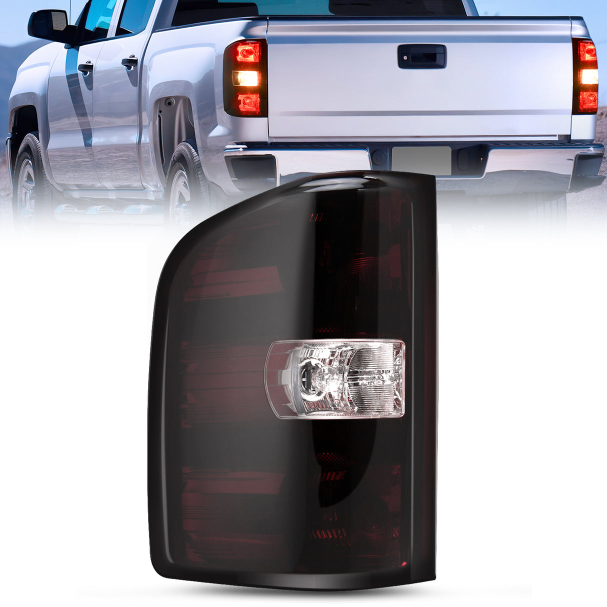 Taillight Assembly Compatible with 2007 2008 2009 2010 2011 2012 2013 2013 2014 Chevy Silverado 1500 2500HD 3500HD 07-13 GMC Sierra 3500HD Rear Lamp Tail Light Replacement Dark Red Driver Side