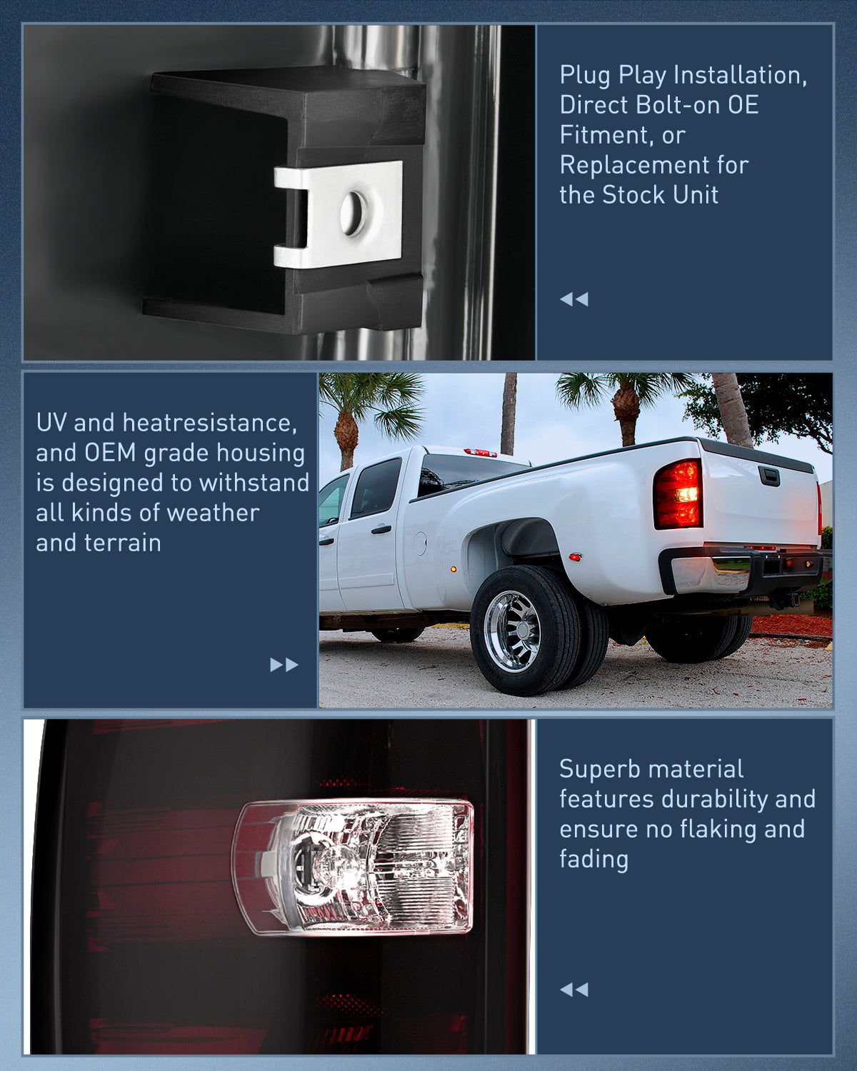 Taillight Assembly Compatible with 2007 2008 2009 2010 2011 2012 2013 2013 2014 Chevy Silverado 1500 2500HD 3500HD 07-13 GMC Sierra 3500HD Rear Lamp Tail Light Replacement Dark Red Driver Side