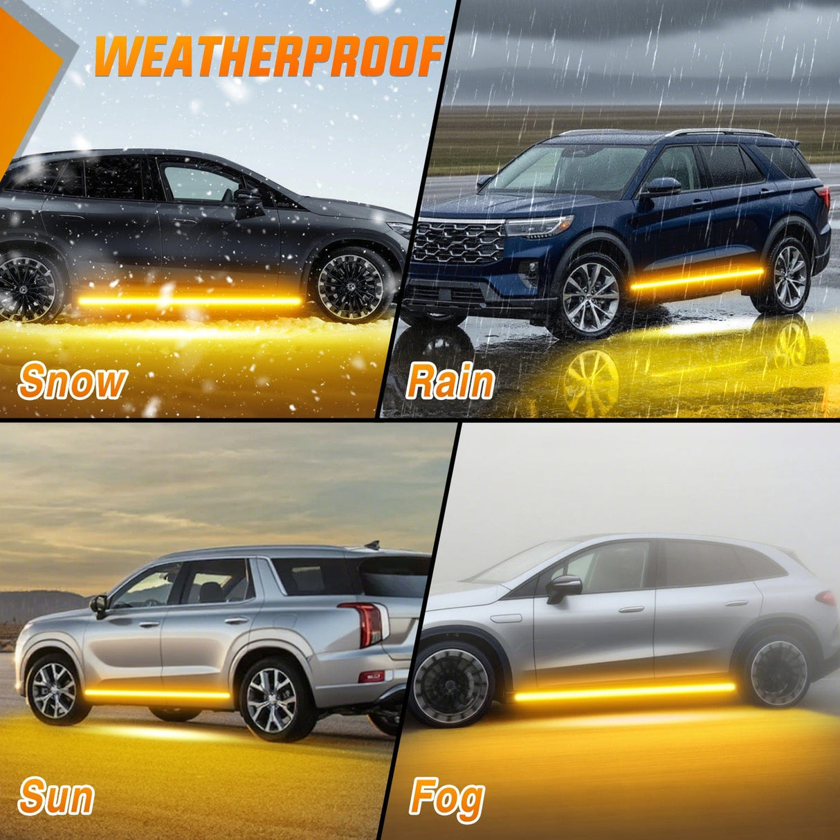 Led light Strip 2PCS 70 Inch Emergency Strobe Light Strip with Controller 864 LED Amber Running Board Lights Flexible Side Flashing Warning Caution Safety Waterproof for Truck Construction Pickup