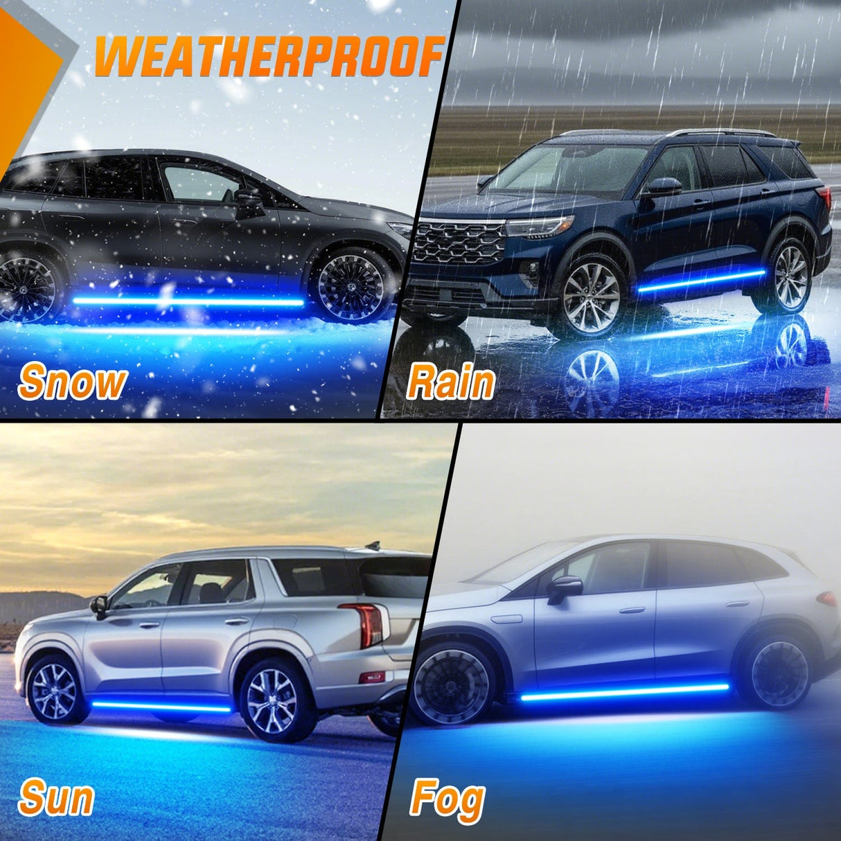 Led light Strip 2PCS 70 Inch Emergency Strobe Light Strip with Controller 864 LED Blue Running Board Lights Flexible Side Flashing Warning Caution Safety Waterproof for Truck Construction Pickup