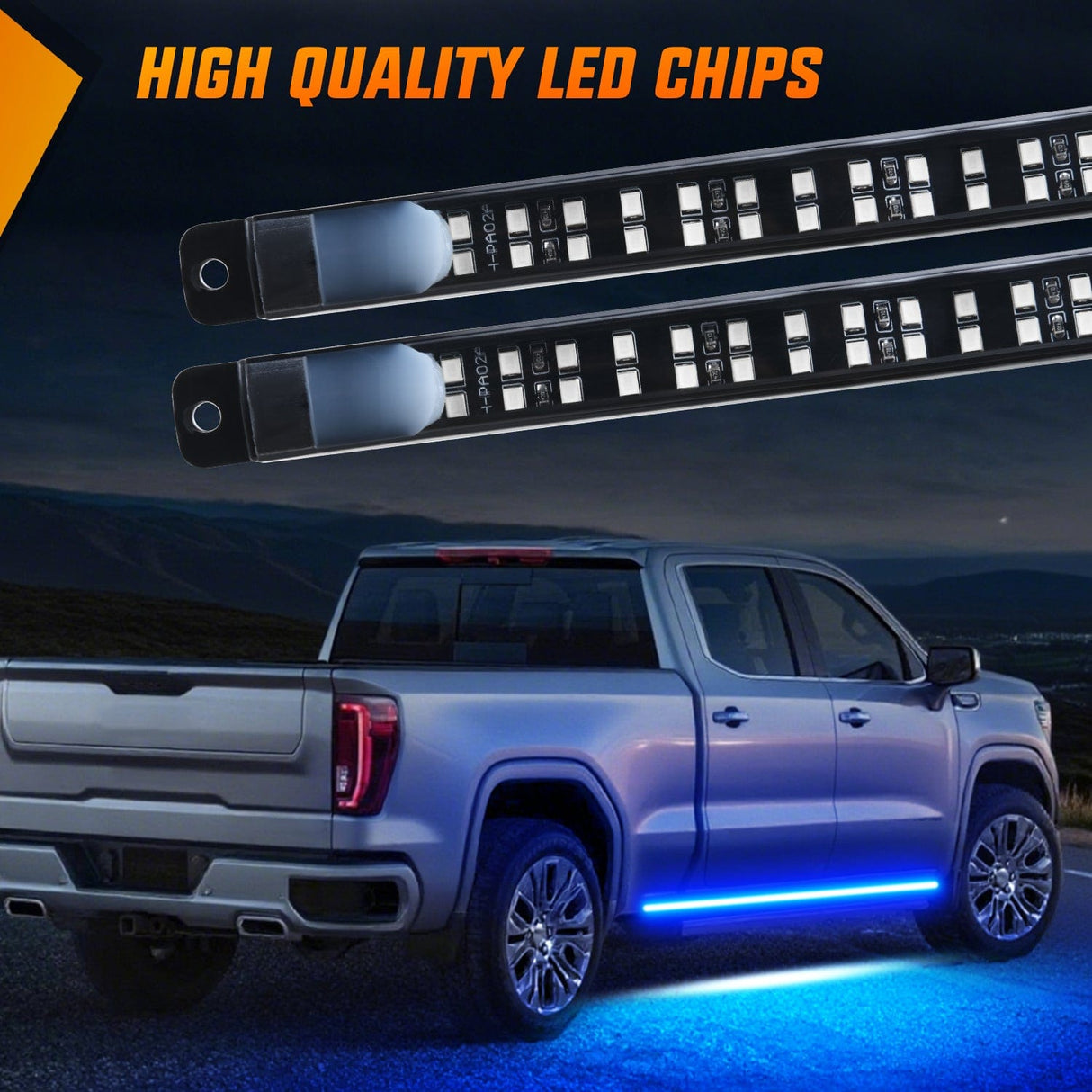 Led light Strip 2PCS 70 Inch Emergency Strobe Light Strip with Controller 864 LED Blue Running Board Lights Flexible Side Flashing Warning Caution Safety Waterproof for Truck Construction Pickup