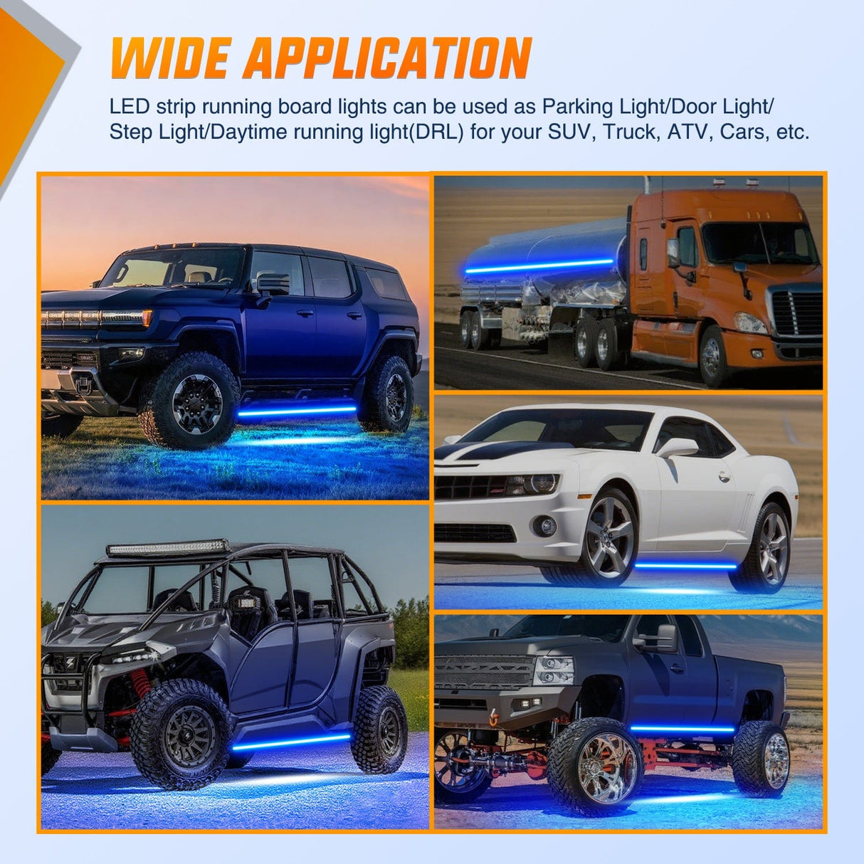 Led light Strip 2PCS 70 Inch Emergency Strobe Light Strip with Controller 864 LED Blue Running Board Lights Flexible Side Flashing Warning Caution Safety Waterproof for Truck Construction Pickup