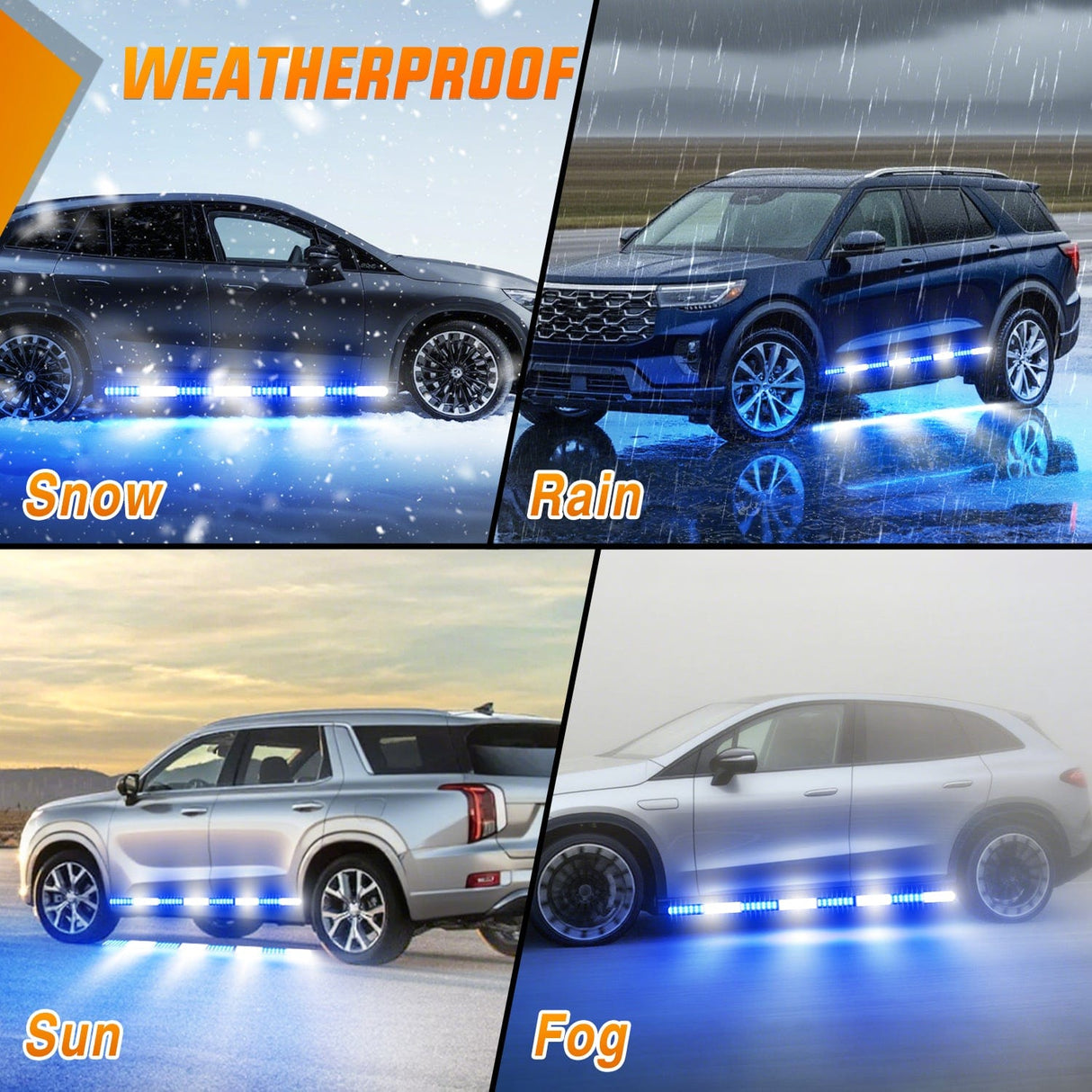 Led light Strip 2PCS 70 Inch Emergency Strobe Light Strip with Controller 864 LED Blue White Running Board Lights Flexible Side Flashing Warning Caution Safety Waterproof for Truck Construction Pickup