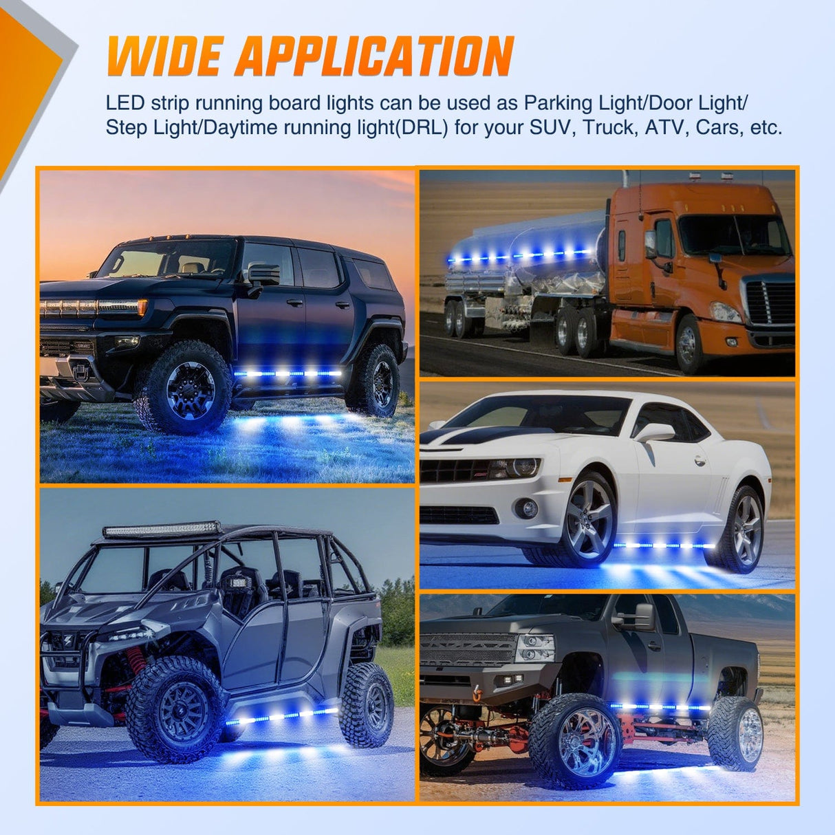 Led light Strip 2PCS 70 Inch Emergency Strobe Light Strip with Controller 864 LED Blue White Running Board Lights Flexible Side Flashing Warning Caution Safety Waterproof for Truck Construction Pickup