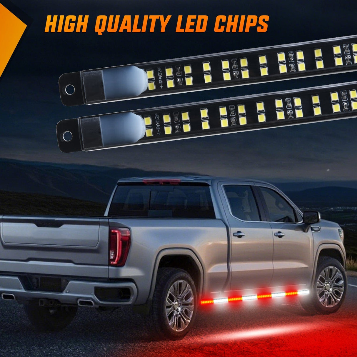 Led light Strip 2PCS 70 Inch Emergency Strobe Light Strip with Controller 864 LED Red White Running Board Lights Flexible Side Flashing Warning Caution Safety Waterproof for Truck Construction Pickup