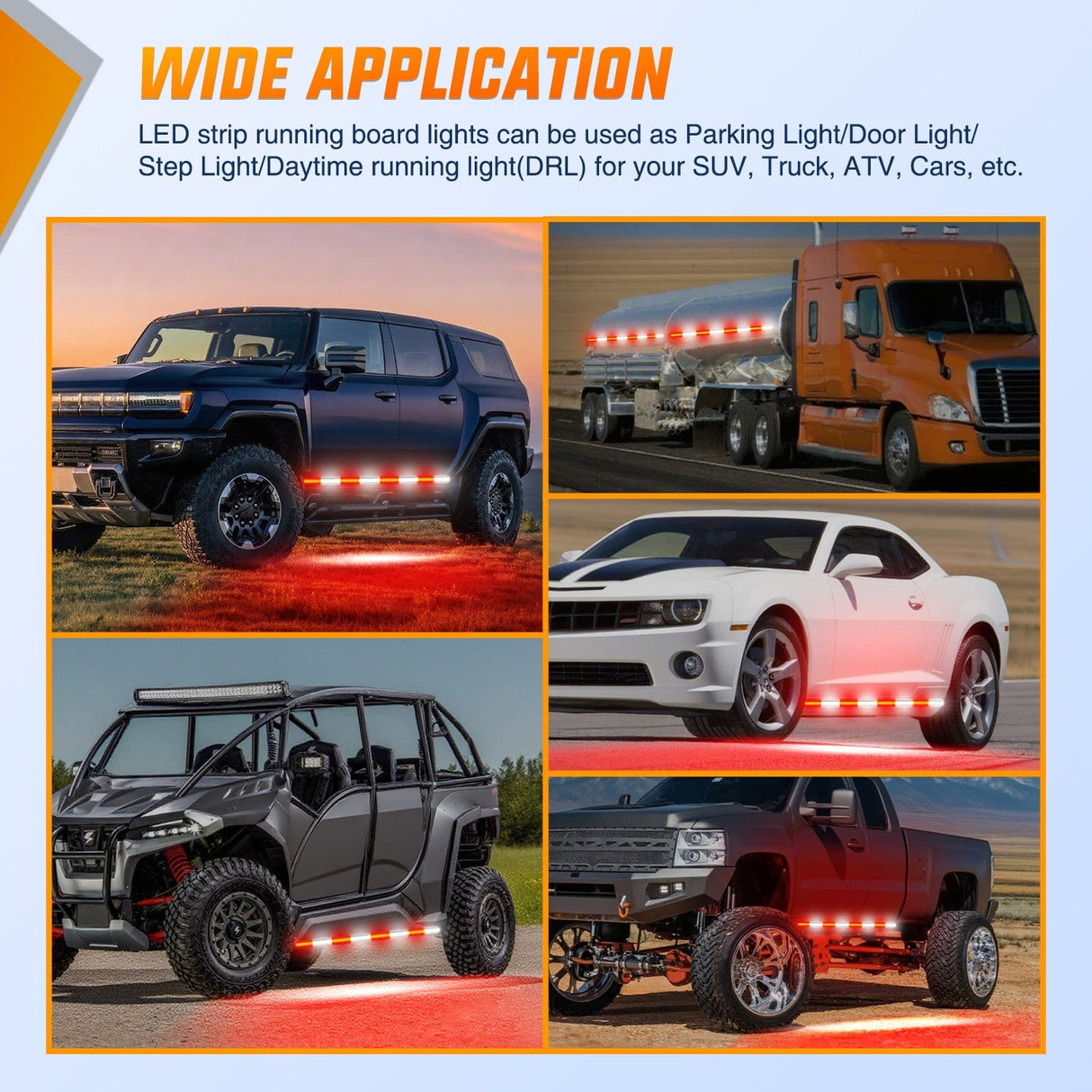 Led light Strip 2PCS 70 Inch Emergency Strobe Light Strip with Controller 864 LED Red White Running Board Lights Flexible Side Flashing Warning Caution Safety Waterproof for Truck Construction Pickup