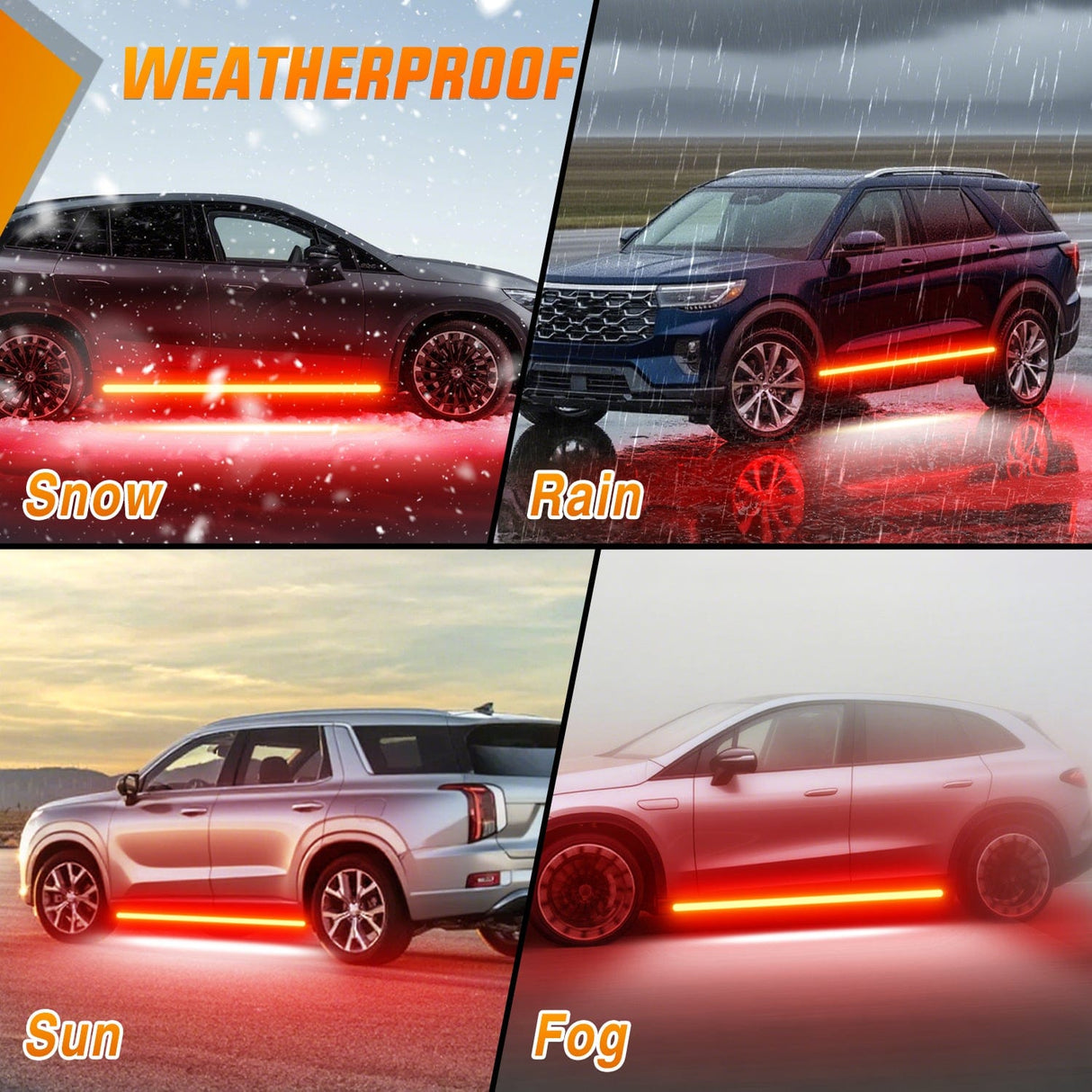 Led light Strip 2PCS 70 Inch Emergency Strobe Light Strip with Controller 864 LED Red Running Board Lights Flexible Side Flashing Warning Caution Safety Waterproof for Truck Construction Pickup