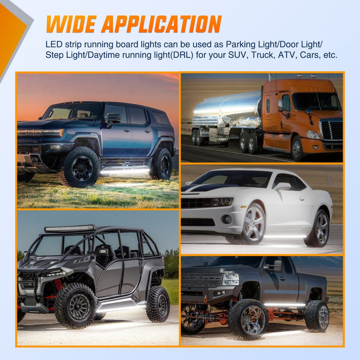 Led light Strip 2PCS 70 Inch Emergency Strobe Light Strip with Controller 864 LED White Running Board Lights Flexible Side Flashing Warning Caution Safety Waterproof for Truck Construction Pickup