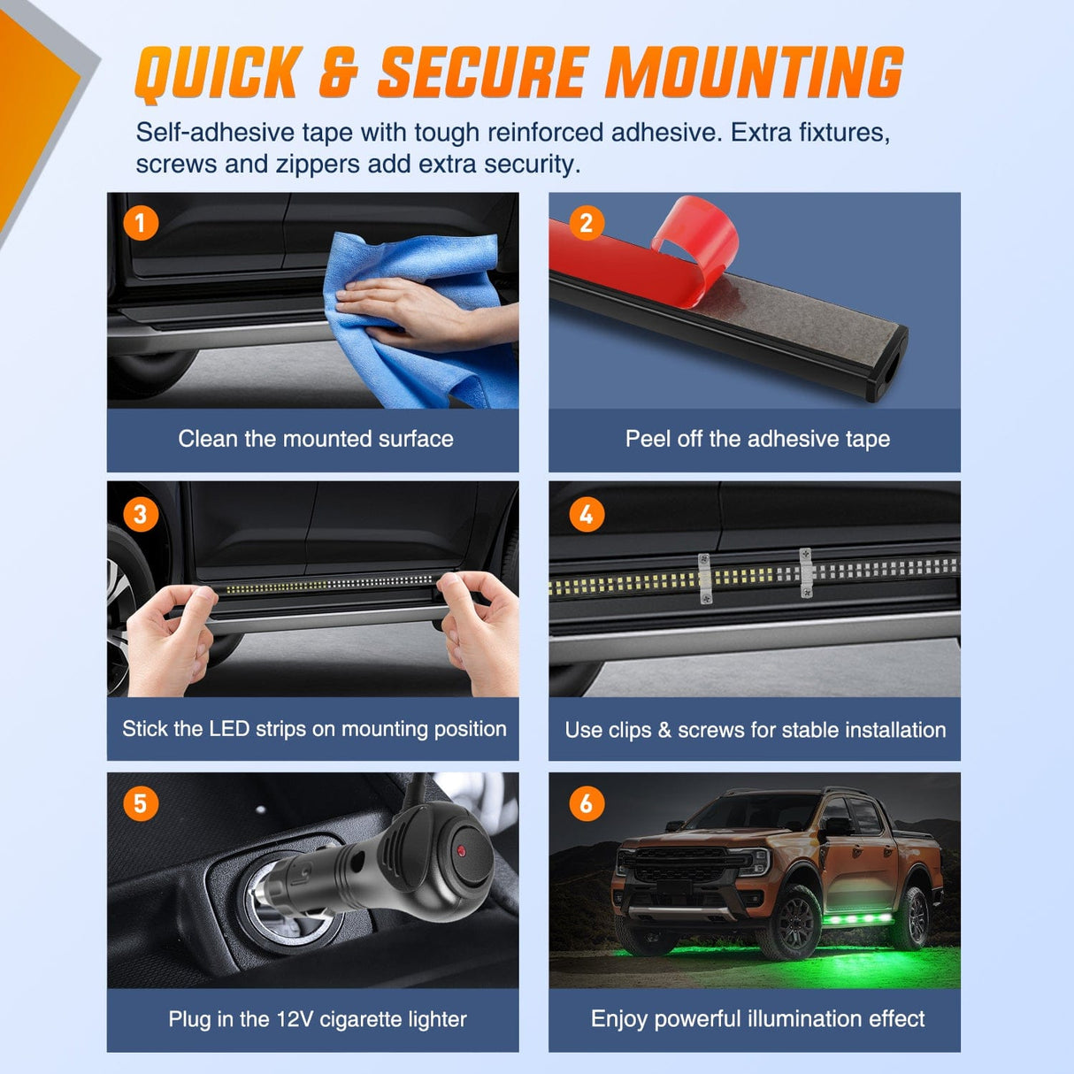 Led light Strip 2PCS 70 Inch Emergency Strobe Light Strip with Controller 864 LED Green White Running Board Lights Flexible Side Flashing Warning Caution Safety Waterproof for Truck Construction Pickup