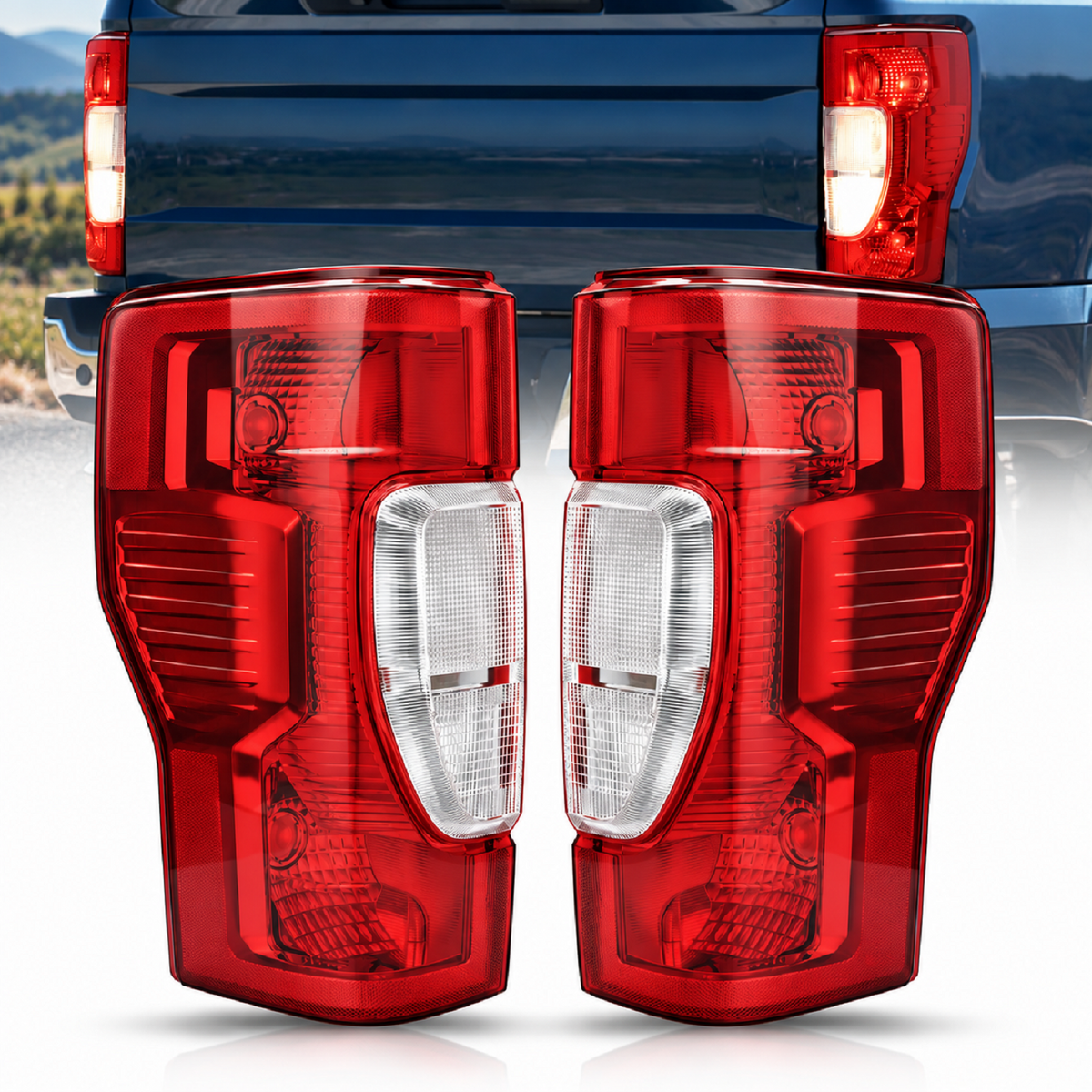 Taillight Assembly Compatible with 2020 2021 2022 Ford F250 F350 Super Duty Non Blind Spot Halogen Type Rear Tail Light Driver and Passenger Side