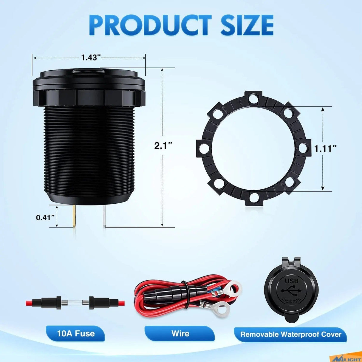 Vehicle Parts & Accessories Blue LED PD Type C Dual QC 3.0 USB Socket Charger