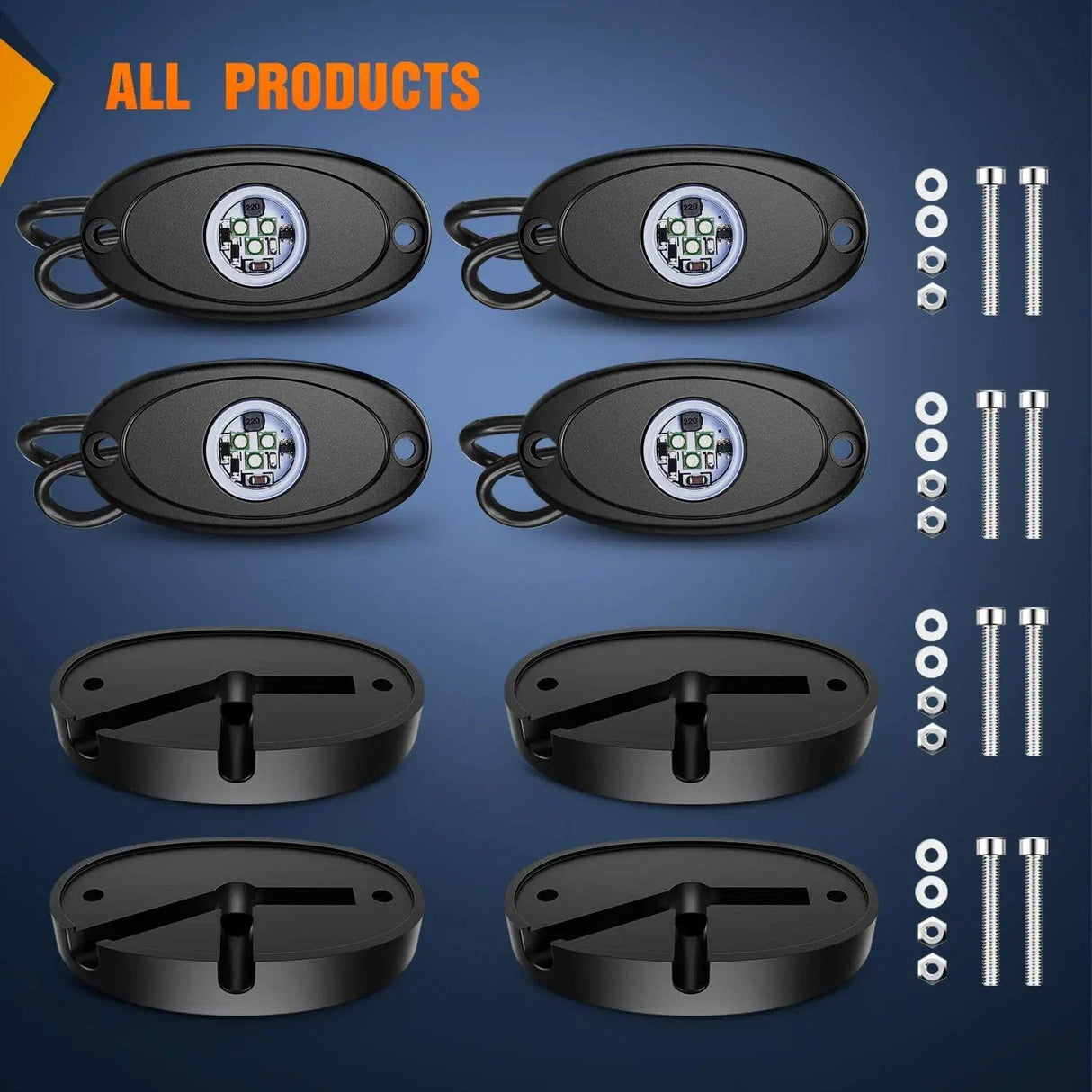 RGB Rock Lights Blue LED Rock Lights (4 Pcs)