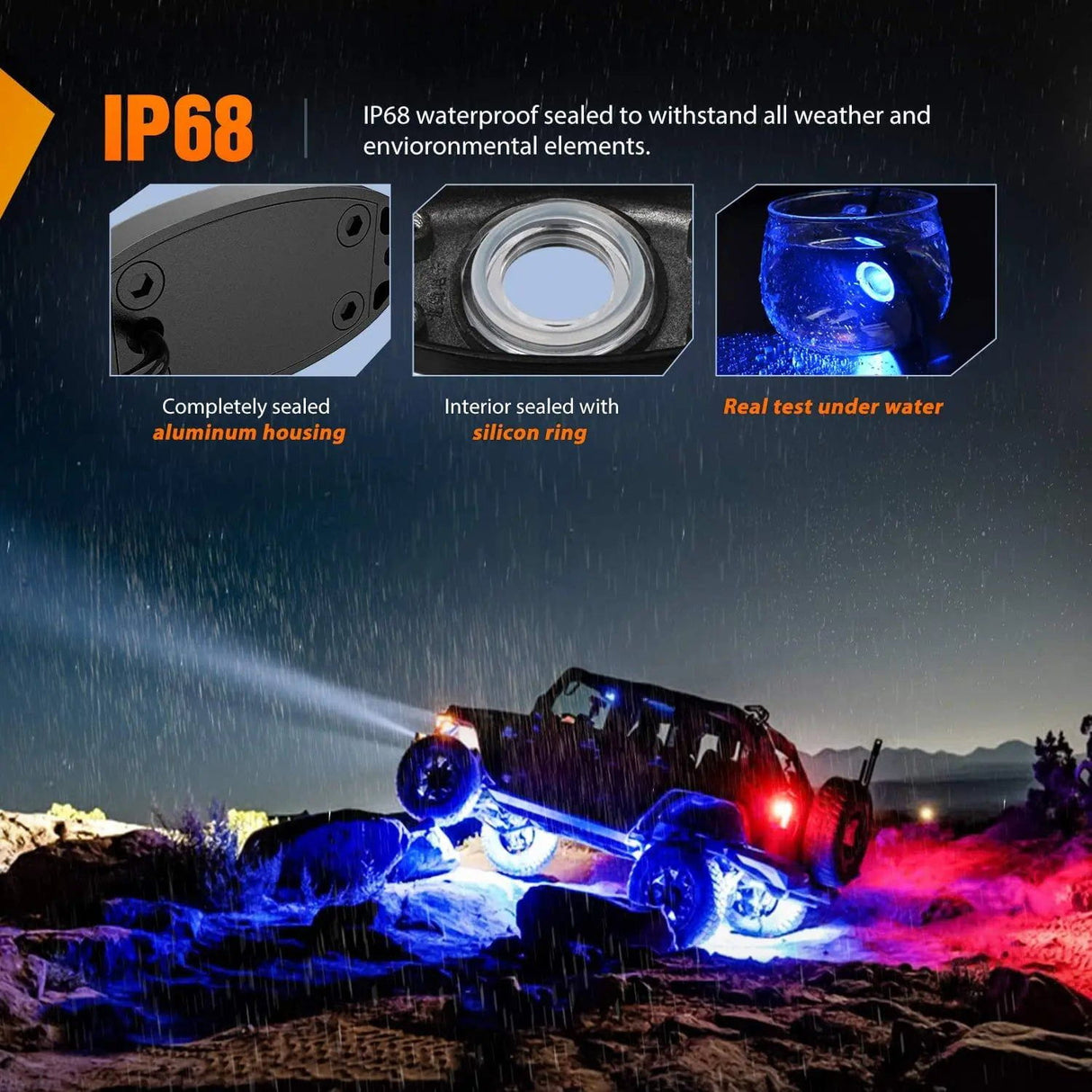 RGB Rock Lights Blue LED Rock Lights (4 Pcs)