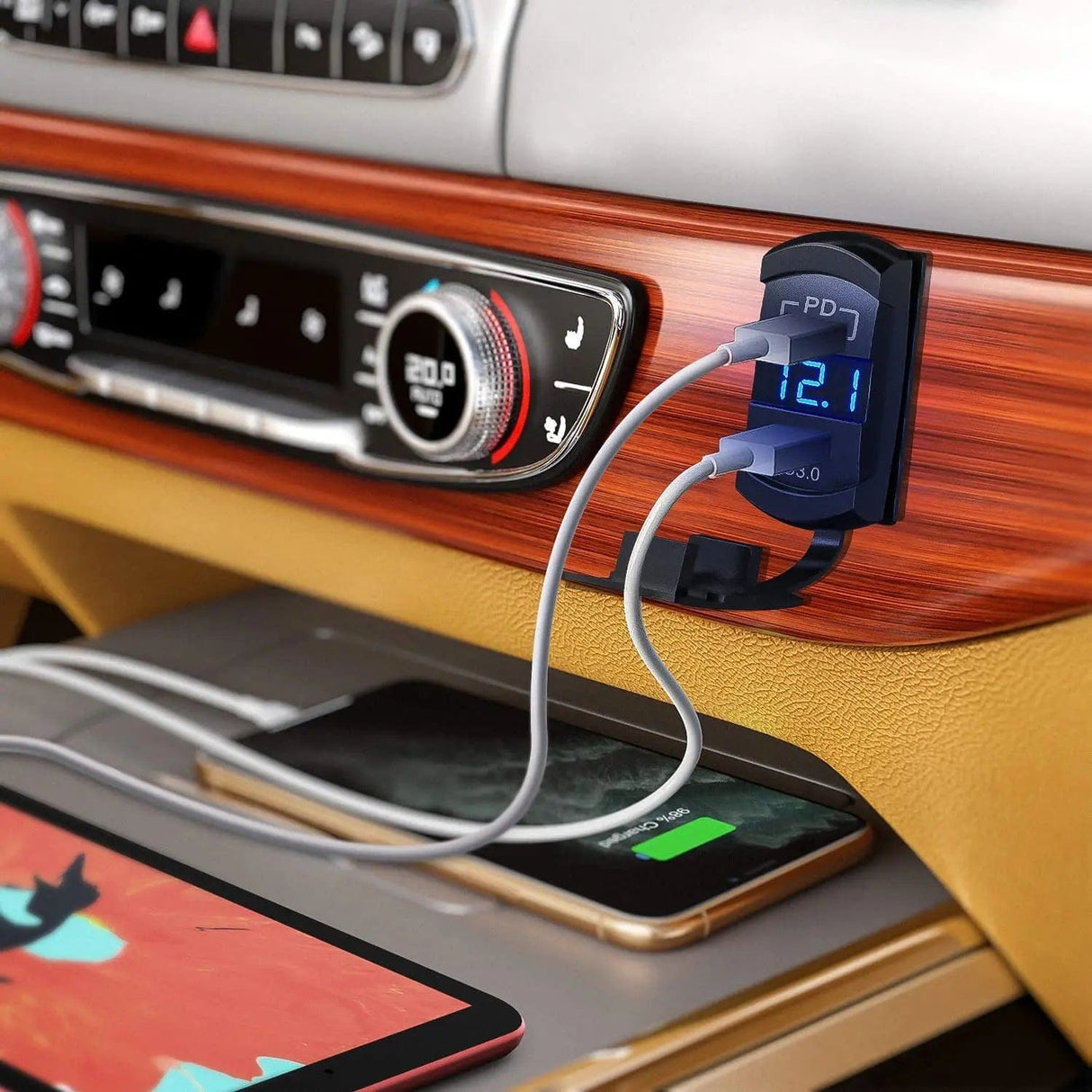 Rocker Switch Blue Rocker Switch Style Charger PD Type C QC 3.0 USB