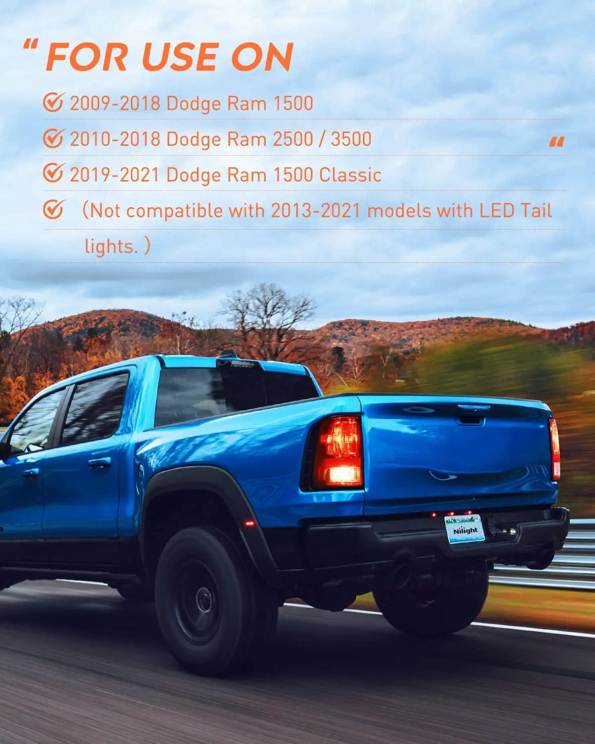 Taillight Assembly 2009 2010 2011 2012 2013 2014 2015 2016 2017 2018 Dodge Ram 1500 2500 3500 Tail light Assembly Rear Lamp Replacement OE Style w/Bulbs Driver Passenger Side