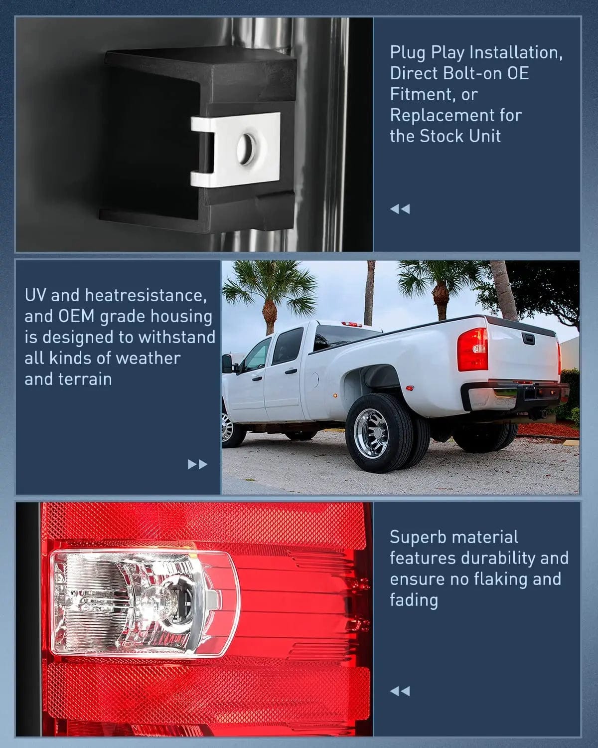 Taillight Assembly 2007 2008 2009 2010 2011 2012 2013 2014 Chevy Silverado 1500 2500HD 3500HD 2007 2008 2009 2010 2011 2012 2013 GMC Sierra 3500HD Tail light Assembly Rear Lamp w/Bulbs and Harness Driver Side