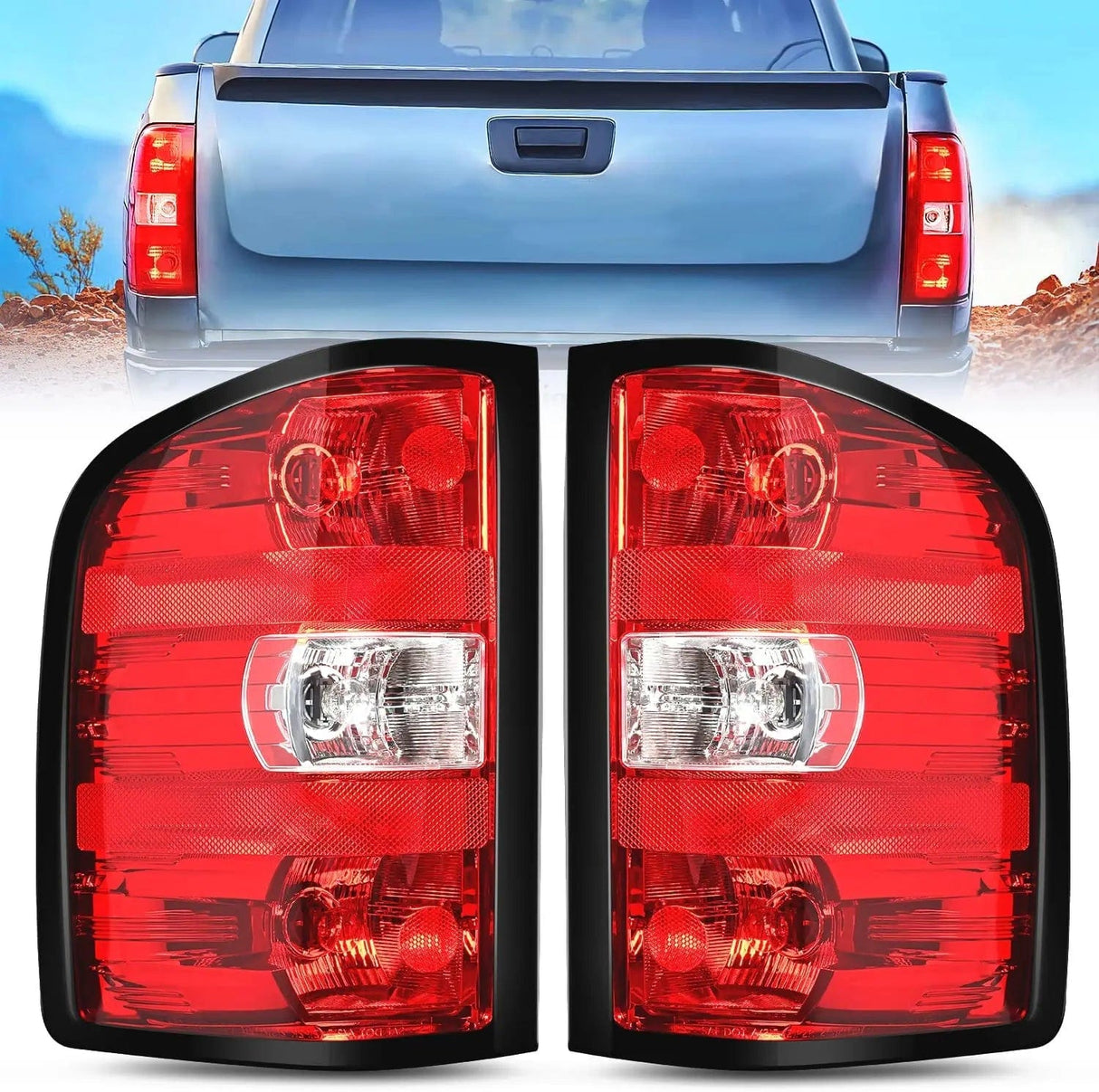Taillight Assembly 2007 2008 2009 2010 2011 2012 2013 2014 Chevy Silverado 1500 2500HD 3500HD 2007 2008 2009 2010 2011 2012 2013 GMC Sierra 3500HD Tail light Assembly Rear Lamp Replacement w/Bulbs and Harness