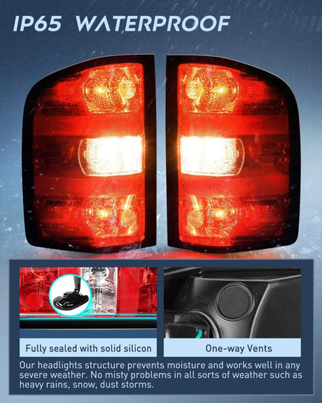 Taillight Assembly 2007 2008 2009 2010 2011 2012 2013 2014 Chevy Silverado 1500 2500HD 3500HD 2007 2008 2009 2010 2011 2012 2013 GMC Sierra 3500HD Tail light Assembly Rear Lamp Replacement w/Bulbs and Harness