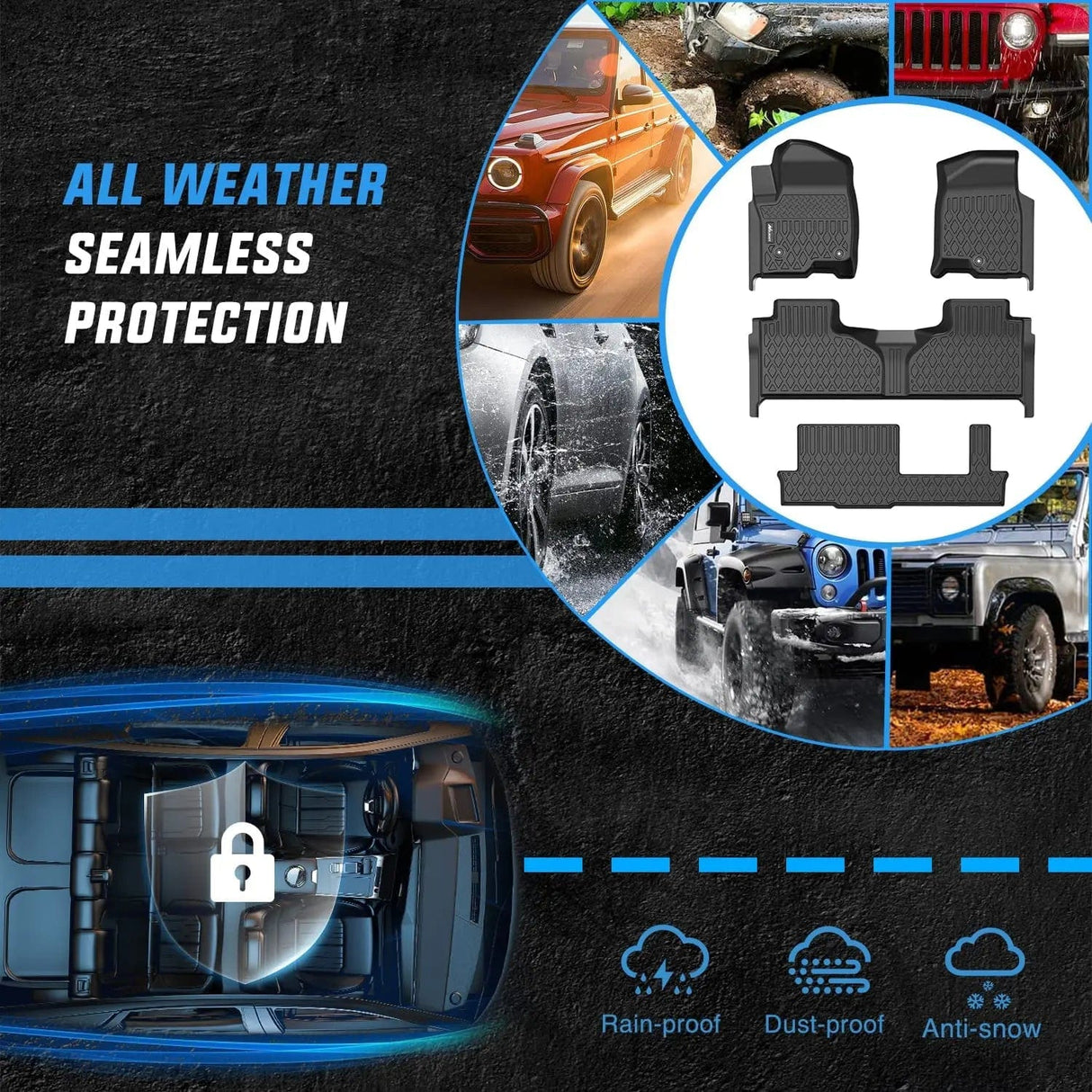 Floor Mat 2021 2022 2023 2024 2025 Chevrolet Tahoe/GMC Yukon/Cadillac Escalade 2nd Row Bench Seat TPE Floor Mats