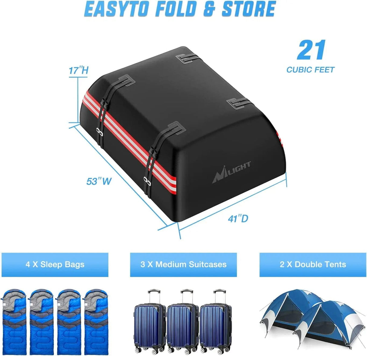 Car Cover Car Roof Bag 21 Cubic Feet