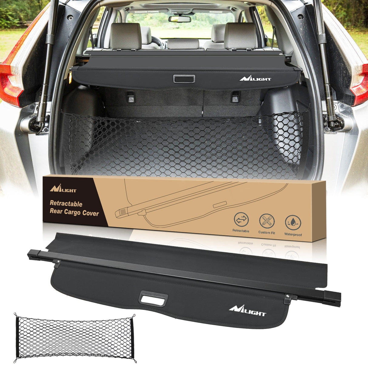 Trunk Cargo Cover Trunk Cargo Cover Fit for Honda CRV 2023 2024 2025, Retractable Privacy Security Shield Shade Rear Trunk Cover, with Trunk Storage Net