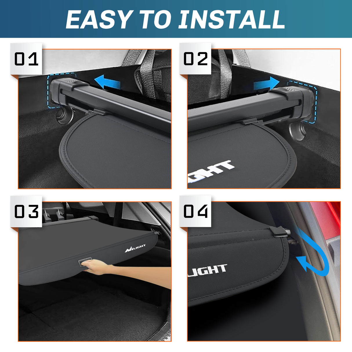 Nilight Trunk Cargo Cover for Honda Passport 2019 2020 2021 2022 2023 2024 2025, Retractable Security Shade Rear Cargo Cover, with Trunk Storage Net