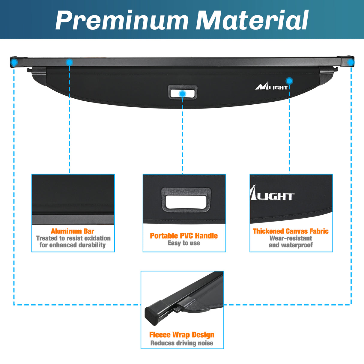 Nilight Trunk Cargo Cover for Hyundai Ioniq 5 2022 2023 2024 2025, Retractable Security Shade Rear Cargo Cover, with Trunk Storage Net