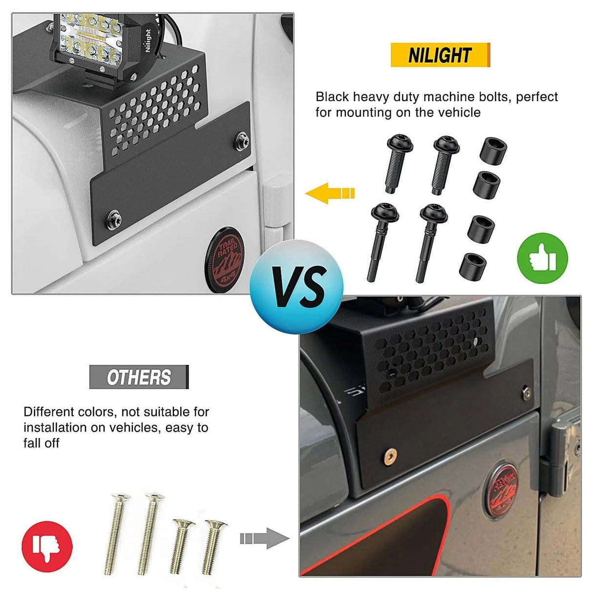 Mounting Accessory Cowl Pillar Windshield Mounts For 2018 2019 2020 2021 2022 Jeep Wrangler JL JLU