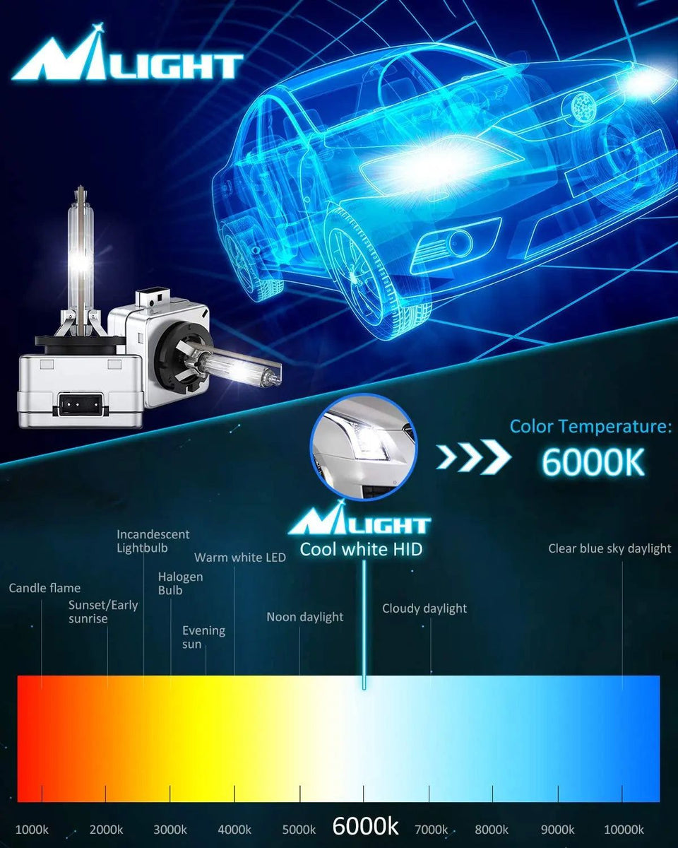 D3S 35W 6000K Diamond White Xenon HID Headlight Bulbs Nilight