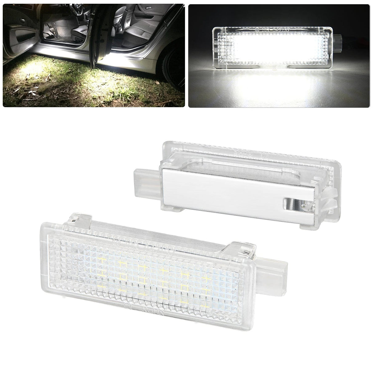Door Panel Light 2PCS LED Interior Door Panel Light Courtesy Warning Lights White Beam Plug and Play Compatible with BMW 1 3 5 6 7 Series Z4 X3 X5 X6 E82 E88 E90 F30 E60 F10 E65 E66