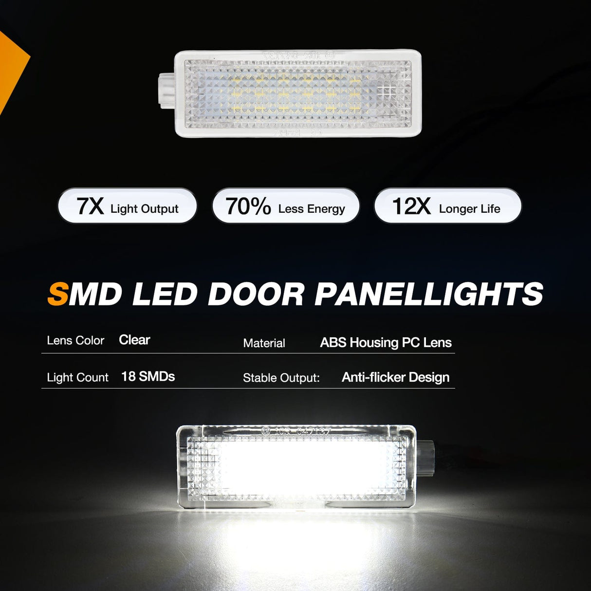 Door Panel Light 2PCS LED Interior Door Panel Light Courtesy Warning Lights White Beam Plug and Play Compatible with BMW 1 3 5 6 7 Series Z4 X3 X5 X6 E82 E88 E90 F30 E60 F10 E65 E66