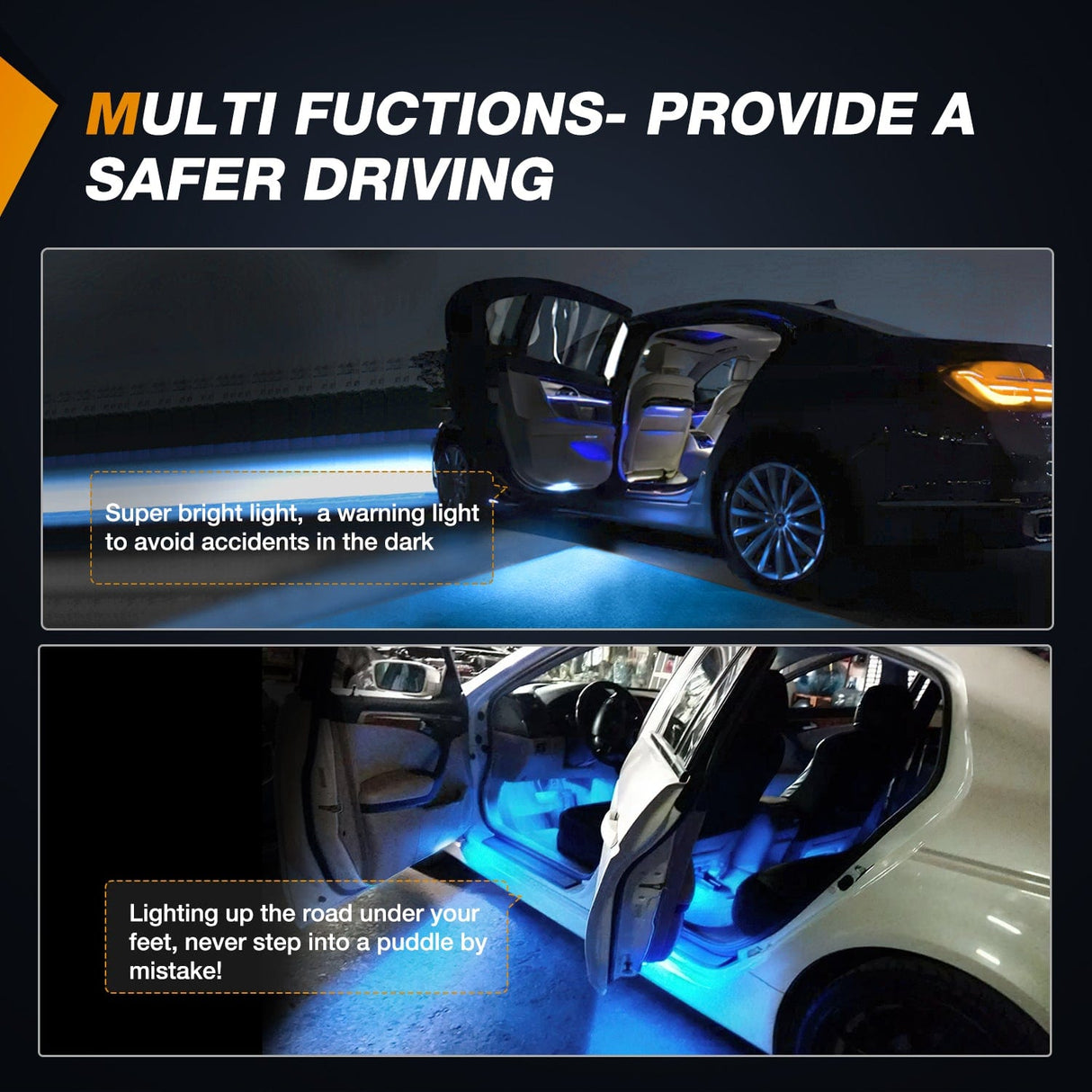 Door Panel Light 2PCS LED Interior Door Panel Light Courtesy Warning Lights Aqua Beam Plug and Play Compatible with BMW 1 3 5 6 7 Series Z4 X3 X5 X6 E82 E88 E90 F30 E60 F10 E65 E66