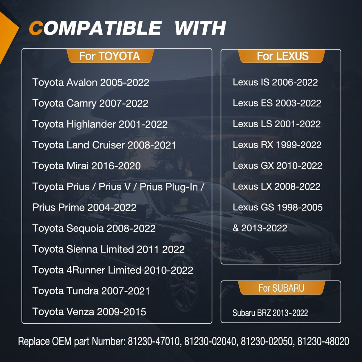 Door Panel Light 2PCS LED Interior Door Panel Light Courtesy Warning Lights White Beam Plug and Play for Toyota Avalon Sienna Venza Camry Prius 4Runner Lexus IS ES GS LS RX GX LX Subaru BRZ