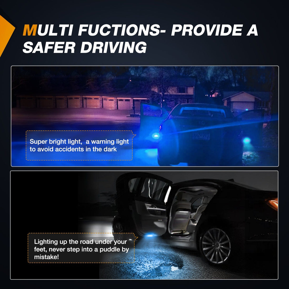 Door Panel Light 2PCS LED Interior Door Panel Light Courtesy Warning Lights Aqua Beam Plug and Play for Toyota Avalon Sienna Venza Camry Prius 4Runner Lexus IS ES GS LS RX GX LX Subaru BRZ